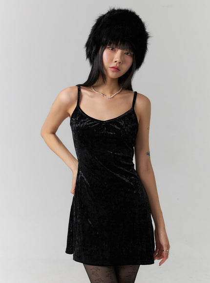 flare-velvet-mini-dress-cd308 / Black