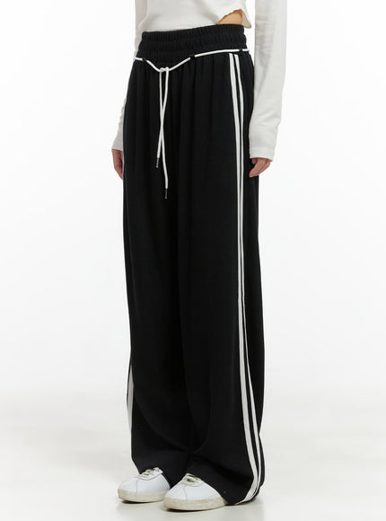 string-banded-track-pants-cg426 / Black