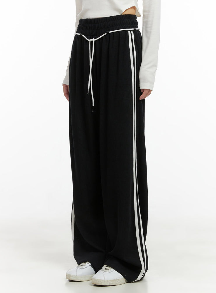 string-banded-track-pants-cg426 / Black