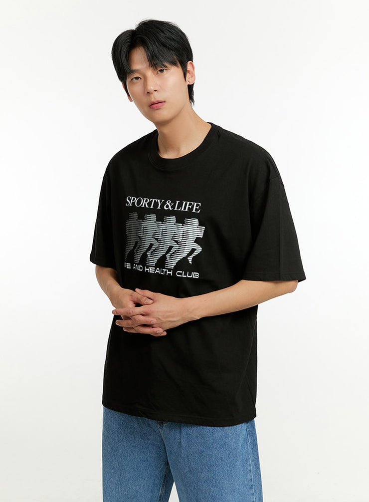 mens-sporty-cotton-t-shirt-il412 / Black