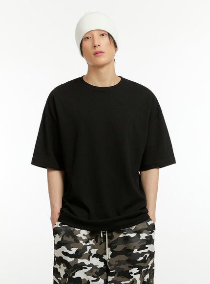 mens-oversize-round-neck-t-shirt-black-il418 / Black