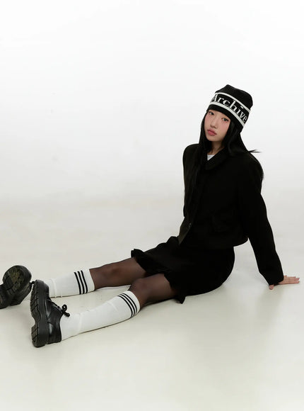 wool-buttoned-crop-jacket-cn506 / Black