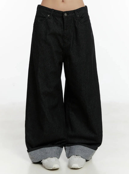 amyra-baggy-striped-jeans-id525 / Black