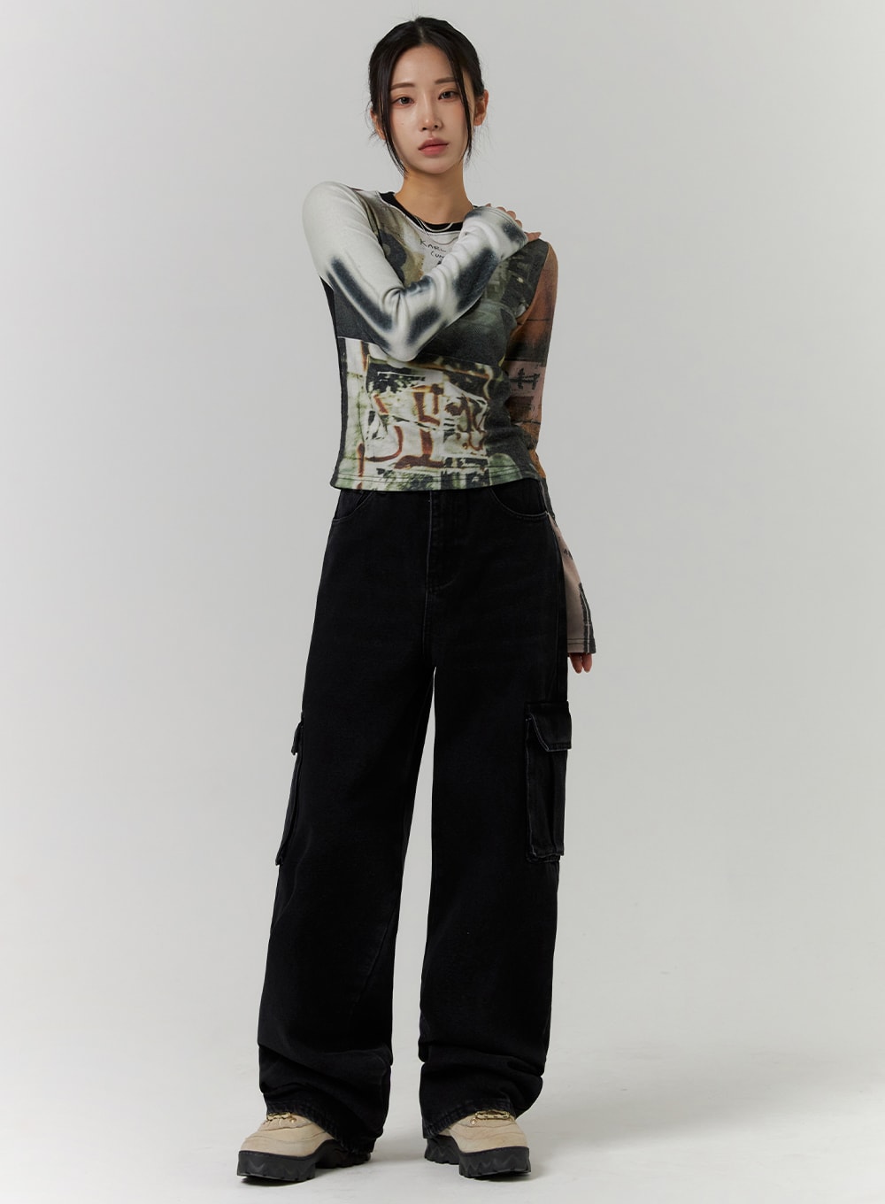 Cargo Wide Leg Jeans CD312 - Acubi style | LEWKIN