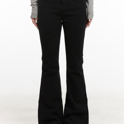 low-rise-slim-fit-flared-trousers-cj508 / Black