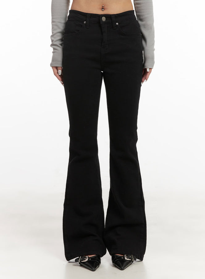 low-rise-slim-fit-flared-trousers-cj508 / Black