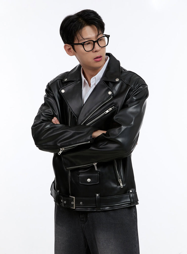 mens-faux-leather-jacket-ig428 / Black