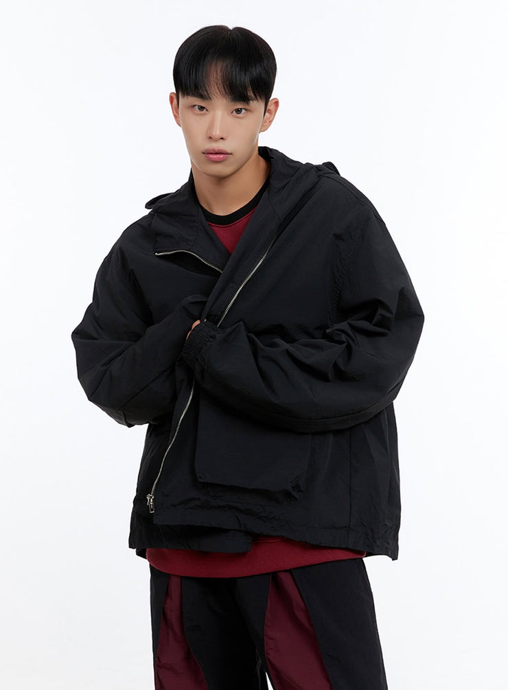 mens-urban-chic-oversized-wind-jacket-is413 / Black