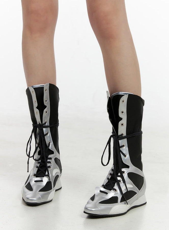 lace-up-long-boots-io430 / Black