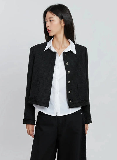 modern-black-cropped-blazer-io530 / Black