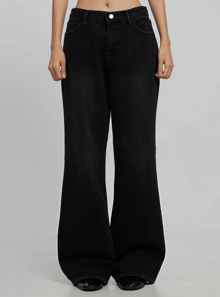 imani-wide-leg-flared-jeans-id516 / Black