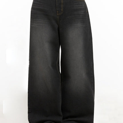 christina-washed-baggy-jeans-ij510 / Black