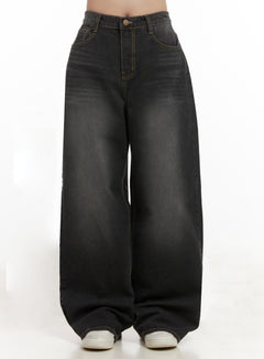 christina-washed-baggy-jeans-ij510 / Black