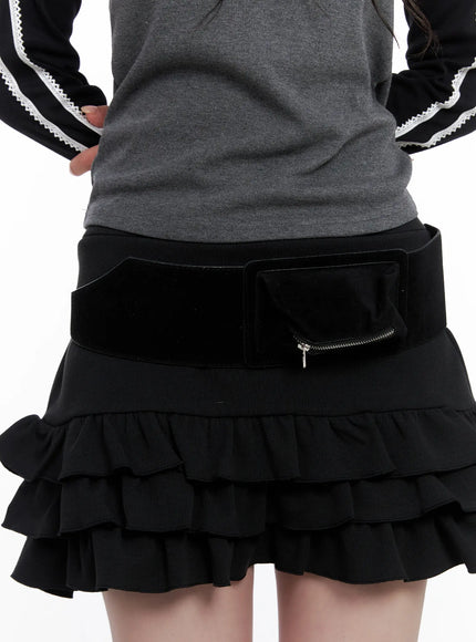 john-suede-pocketed-waist-belt-cs529 / Black