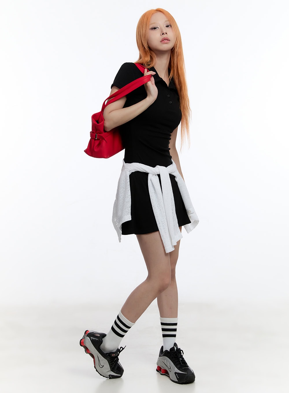 collared-flare-mini-dress-cy530 / Black