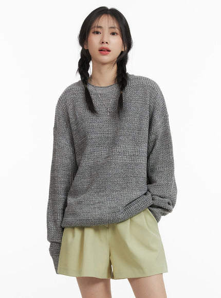 oversized-solid-knit-sweater-om411 / Black