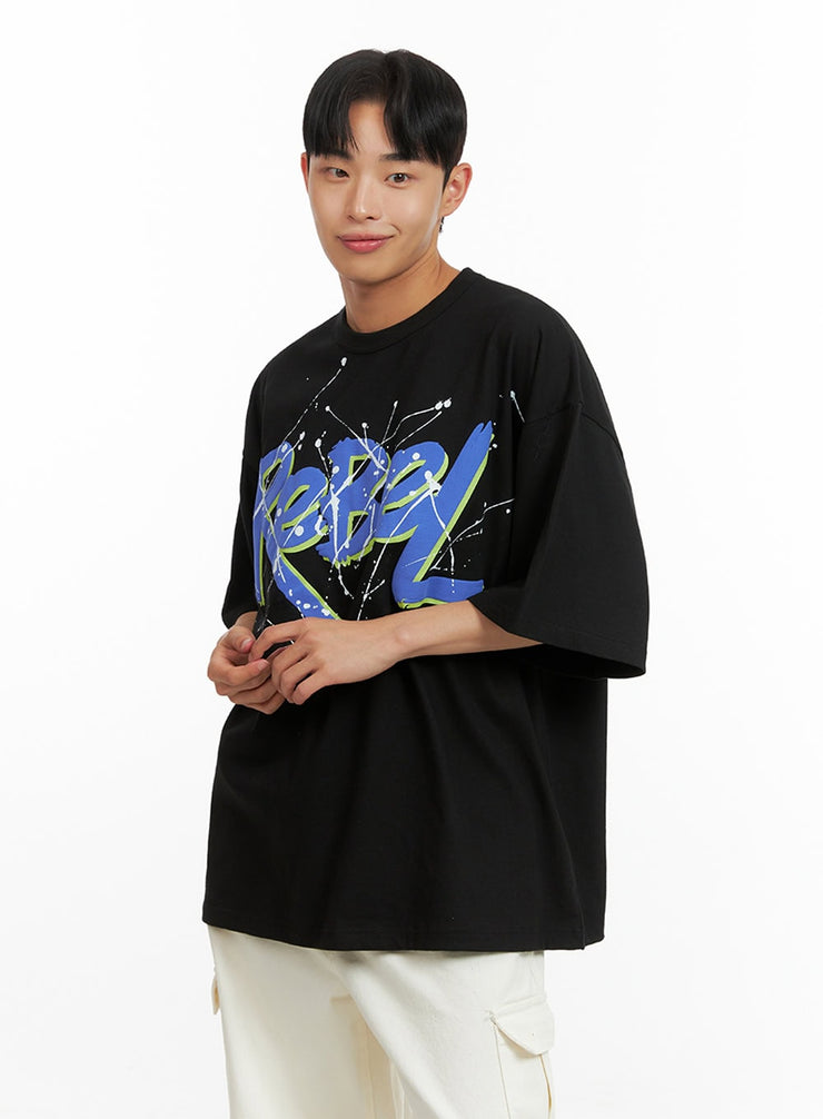 mens-rebel-oversized-graphic-t-shirt-iu412 / Black