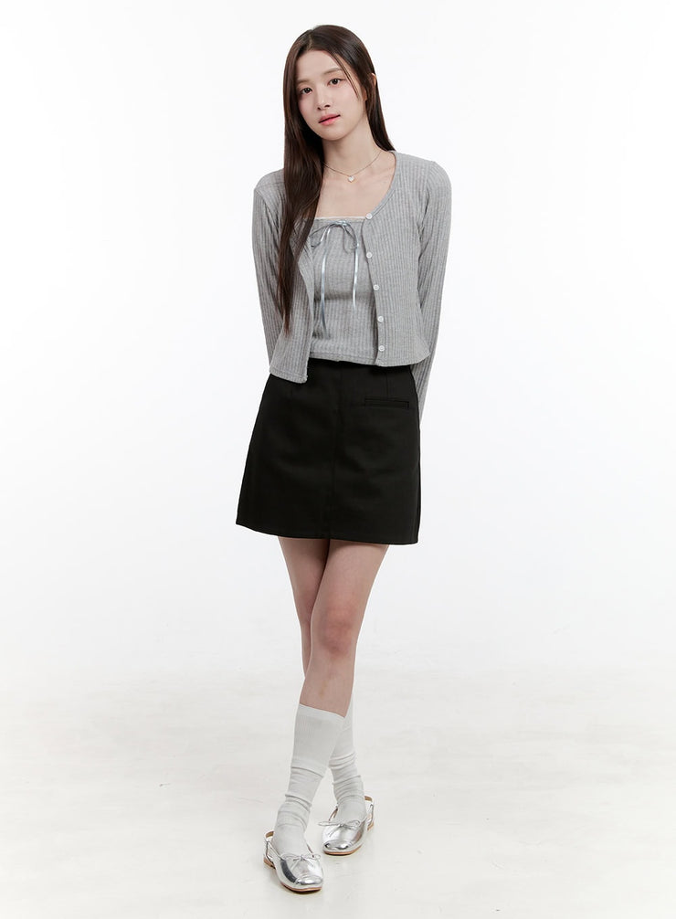 solid-a-line-mini-skirt-og428 / Black