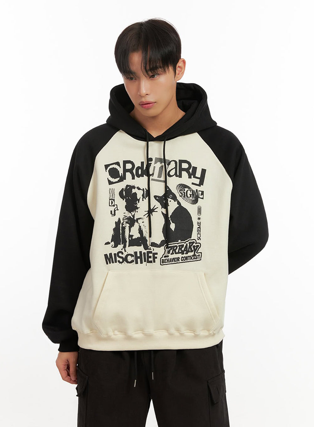 mens-loose-fit-graphic-hoodie-id413 / Black