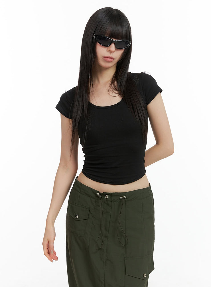 back-cut-out-crop-top-cl422 / Black