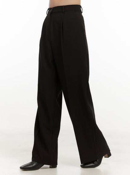 seraphina-wide-fit-pintuck-slacks-on429 / Black