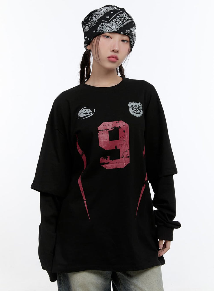 artistic-print-long-sleeve-tee-cs410 / Black