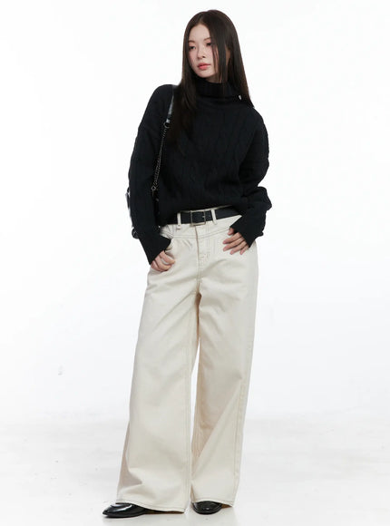 cable-knit-turtleneck-sweater-co503 / Black