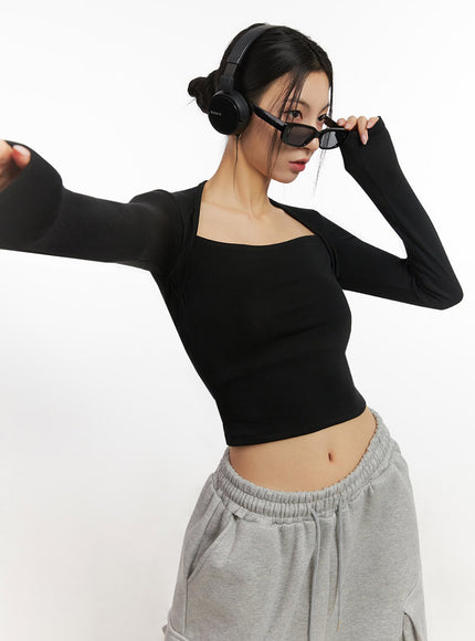 square-neck-bolero-crop-top-id431 / Black