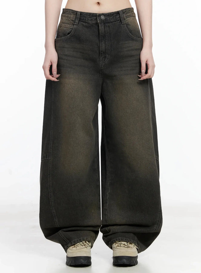 tracey-vintage-black-washed-wide-leg-jeans-ij528 / Black