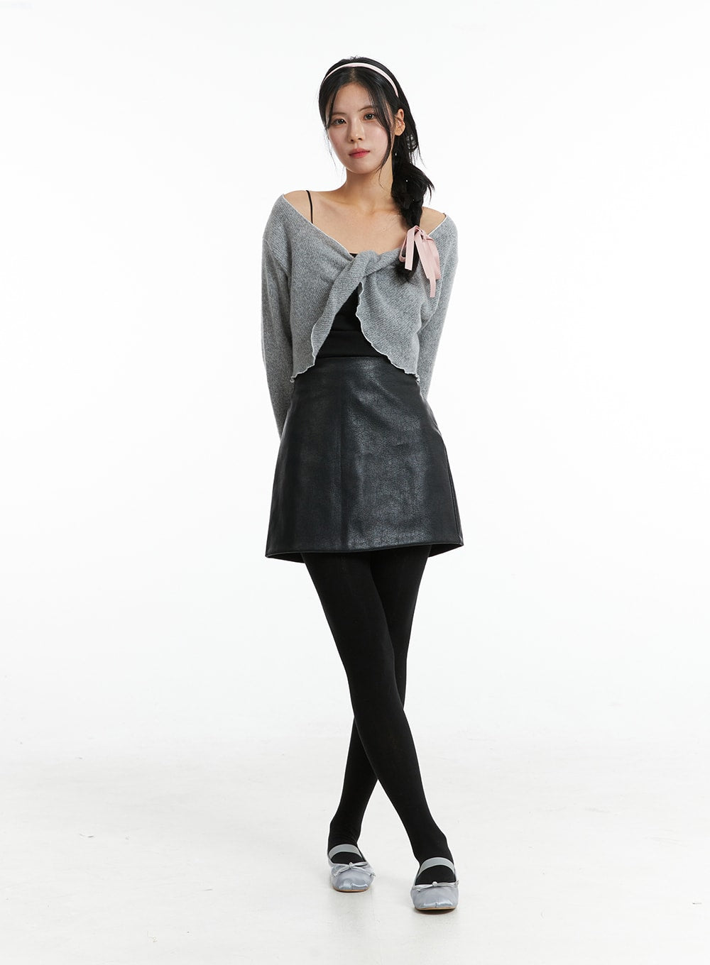 A-Line Faux Leather Mini Skirt OD301 Korean Women's Fashion LEWKIN