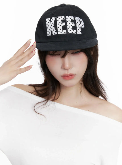 trendy-lettered-camp-cap-in514 / Black