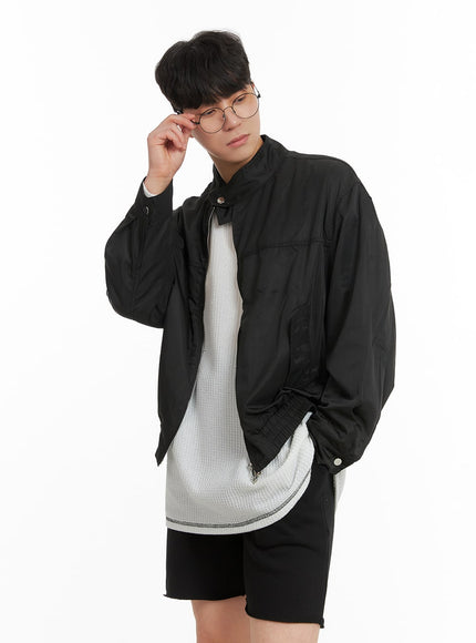 mens-solid-bomber-jacket-ia402 / Black