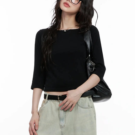 minimalist-black-boat-neck-top-il531 / Black