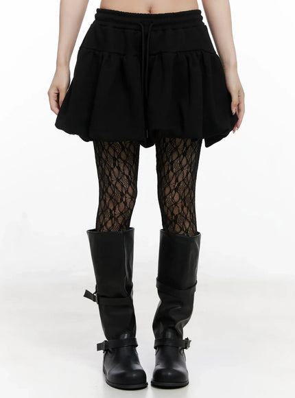 balloon-fit-flared-mini-skirt-in525 / Black