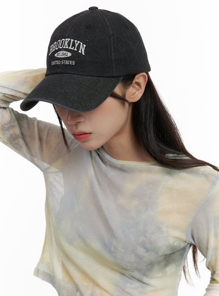 embroidered-denim-cap-ca430 / Black