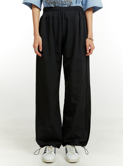 solid-parachute-pants-cu421 / Black