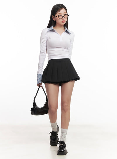 preppy-pleated-mini-skort-cm531 / Black