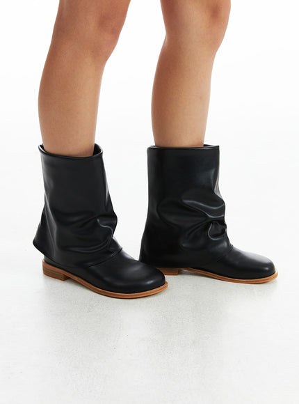 slouched-leather-mid-calf-boots-co318 / Black