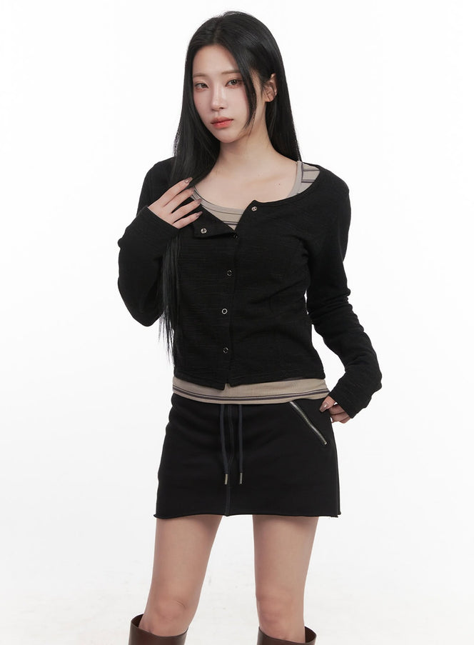 essential-slim-fit-cardigan-cj517 / Black