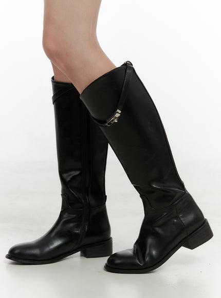 buckle-strap-leather-boots-os409 / Black