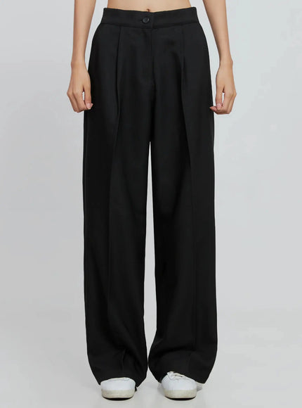 wide-leg-pintuck-slacks-in507 / Black