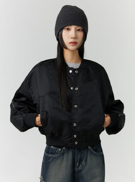 round-neck-bomber-jacket-cd301 / Black