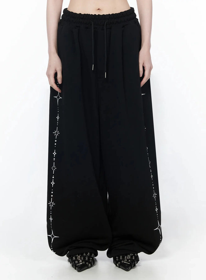 star-embroidered-sweatpants-iy515 / Black