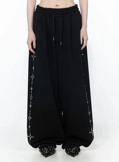 star-embroidered-sweatpants-iy515 / Black