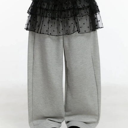 layered-star-mesh-skirt-id525 / Black