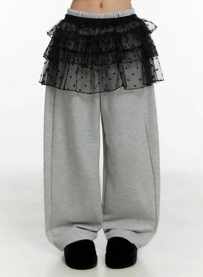 layered-star-mesh-skirt-id525 / Black