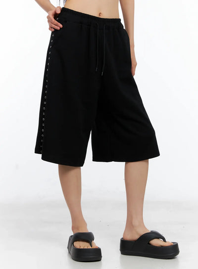 eyelet-athletic-bermuda-shorts-cl529 / Black