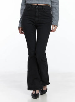 amel-fleeced-flared-jeans-cj506 / Black