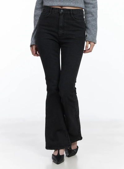 amel-fleeced-flared-jeans-cj506 / Black
