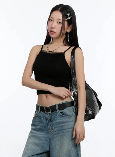 lace-cropped-tank-top-im509 / Black